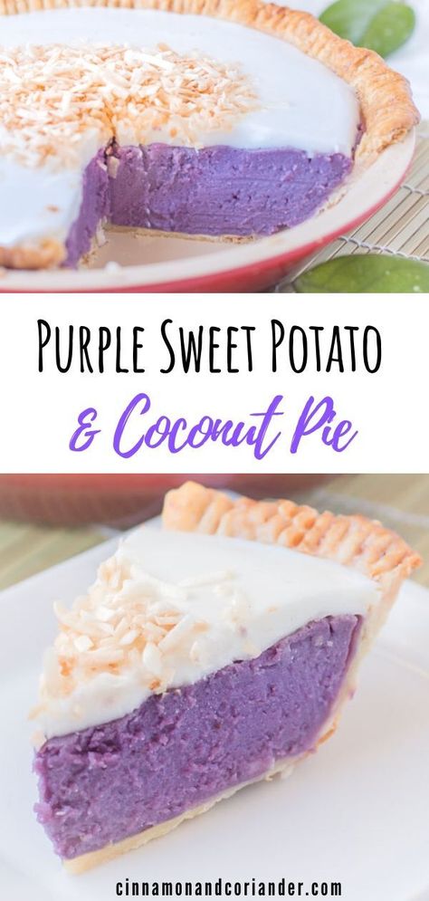 Purple Potato Pie, Blue Hawaiian Pie, Unique Cuisine Recipes, Hawaii Thanksgiving Recipes, Haupia Pudding, Thai Deserts, Purple Sweet Potato Pie, Hawaiian Pie, Ube Desserts