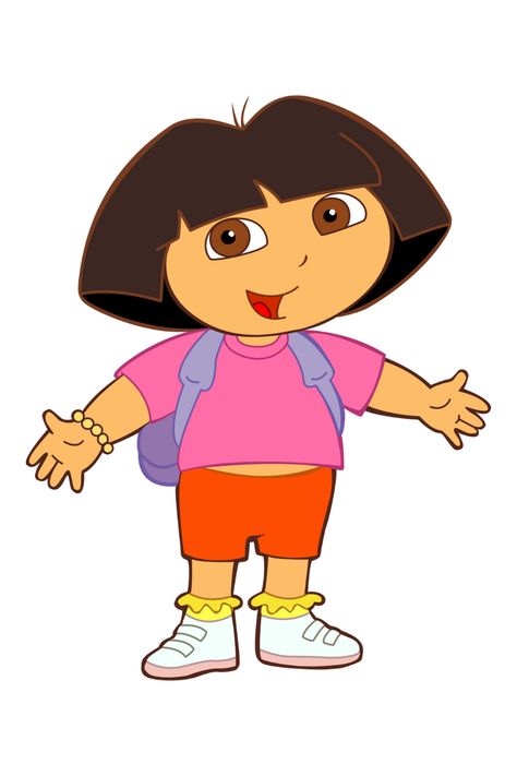 Dora the Explorer: This adventurous Latina girl named Dora leads preschoolers on journeys through the fictional world of Dora the Explorer.  Airing since 2000, Dora's show encourages problem-solving and Spanish language learning through interactive adventures. Dora Cartoon Drawing, Dora Drawing Easy, Dora Bujji Cartoon Images, Dora Buji Images, Dora Painting, Dora The Explorer Drawing, Dora The Explorer Pictures, Dora Meme, Dora Drawing