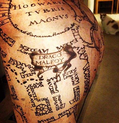 Mauraders Map Tattoos, Marauders Map Tattoo, Map Tattoo, Inktober 2024, Map Tattoos, Marauders Map, Artist Quotes, Ink Ideas, Painted Pumpkins