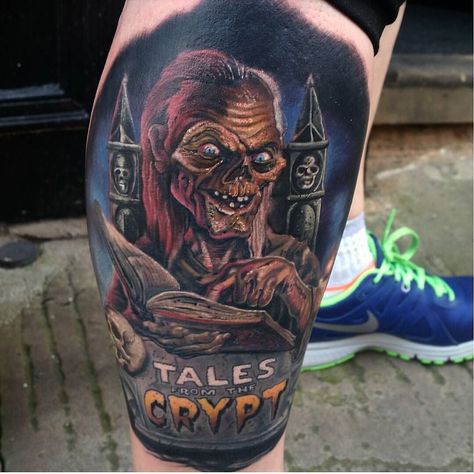 Crypt Keeper Tattoo, Scary Tattoo Ideas, Horror Tattoo Ideas, Flesh Art, Horror Sleeve, Darkside Tattoo, Crypt Keeper, Horror Tattoos, Horror Movie Tattoos