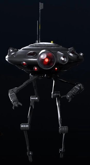 This droid (along with the ID9 and the Prowler 1000) has a pretty simple, small and efficient design. With this style of design the droid appears to be mass producible. The dangling arms from the underside provide plenty of character even though it can not talk. Star Wars Battle Droids, Star Wars Bb8, Star Wars Sith, Battle Droid, Star Wars Models, Star Wars Characters Pictures, Star Formation, Star Wars Droids, Dark Times