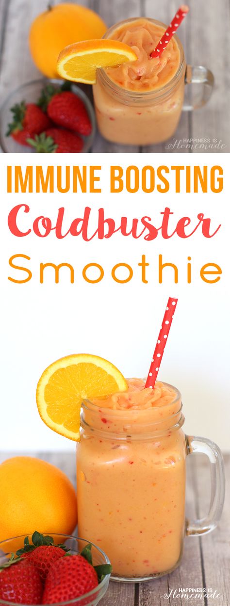 Stay healthy this cold and flu season with this delicious immunity boosting smoothie packed full of Vitamin C and antioxidants. Immunity Boosting Smoothie, Cold Buster, Immune Boosting Smoothie, Smoothie Packs, Healthy Shakes, Magic Bullet, Breakfast Smoothies, Smoothie Shakes, Diet Keto