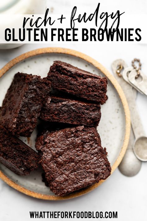 Gluten Free Brownies Without Chocolate Chips, Gluten Free Fudgy Brownies, Brownie Recipes Dairy Free, Homemade Gluten Free Brownies, Gluten Free Fudge Brownies, Gf Chocolate Desserts, Gf Df Brownies, Quick Gf Desserts, Easy Gluten Free Brownies