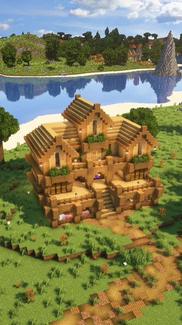 Crafty Build on Instagram: "Full tutorial here 👉 @crafty.build.it . . . . . #minecraft #minecraftbuilds #minecraftbuild #minecraftpe #minecraftonly #minecrafttutorial #minecrafthouses #minecrafthouse #minecrafter #minecraftideas #minecraftbuildings #minecraftdaily #minecraftart #minecraftsurvival #minecraftcreations #minecraftarchitecture #minecraftdesign #minecrafttutorials #minecraftcity #minecrafttips #minecraftinspiration #minecrafthacks #minecraftaesthetic #minecraftmedieval" Big Minecraft Houses, Building Hacks, Survival House, Case Minecraft, House In Minecraft, Building View, Minecraft Houses Survival, Rumah Minecraft Sederhana, Minecraft Houses Blueprints