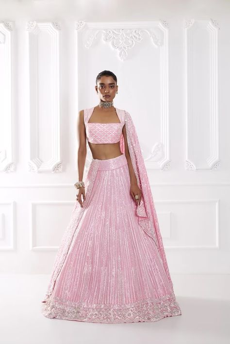 Candy Pink Taban Sequin Lehenga Set Barbie Lehenga, Wedding Guest Lehenga, Udaipur Wedding, Boutique Cafe, Sequins Lehenga, Sequin Lehenga, Desi Fits, Desi Outfits, Indian Outfits Lehenga