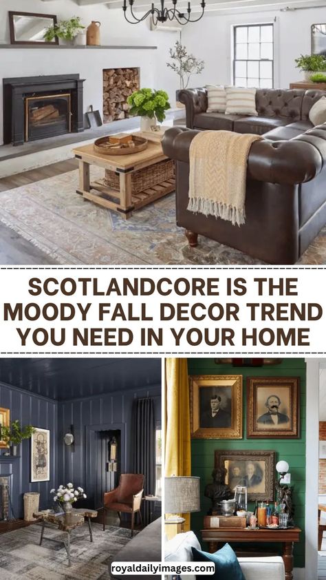 Scotlandcore Fall Decor Ideas Scottish Farmhouse Interior, Scottish Decorating Ideas, Scottish Interiors Country Style, Scottish Decor Interior Design, Coorie Scottish Interior, Scottish Interior Design, Scottish Living Room, Moody Fall Decor, Scottish Home Decor