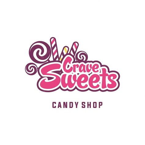 Premium Vector | Vector candy sweet vector graphic template. candy shop logo in label emblem style illustration. Candy Brands Logo, Candy Shop Logo, Sweet Shop Logo, Cute Logos, Ice Cream Logo, Sweet Logo, Candy Logo, Old Fashioned Candy, Stock Portfolio