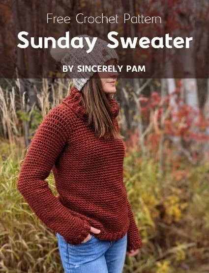 Drop Shoulder Sweater Pattern, Crochet Jumper Free Pattern, Crochet Sweater Pattern Free Women, Crochet Turtleneck Sweater, Sweater Pattern Free, Crochet Turtleneck, Sunday Sweater, Pullover Sweaters Pattern, Crochet Shirts