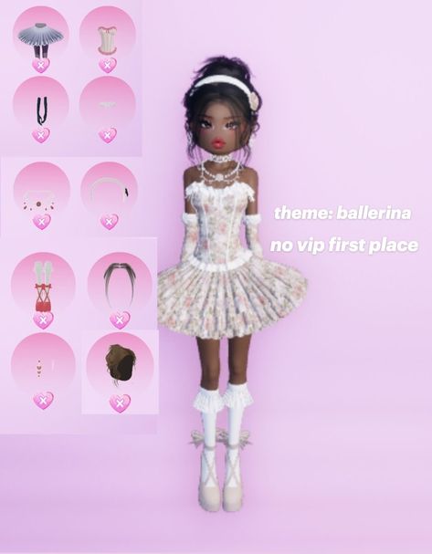 Di Ballerina Theme, Dress Too Impress Outfits, Ballerina Dti Outfits Non Vip, Dti Outfit Idea Theme Ballerina, Dti Outfits Ballroom Theme, Ballroom Outfit Dress To Impress, Dti Fits Ballerina, Ballroom Dress To Impress Outfit, Dti Theme Ballerina