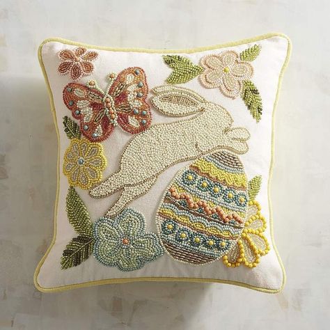 Beaded Easter Icons Pillow #AffiliateLink #Ad Easter Icons, Easter Cushions, Holiday Pillows Covers, Coral Pillows, Bunny Silhouette, Easter Pillows, Easter Parade, Easter Inspiration, Holiday Pillows