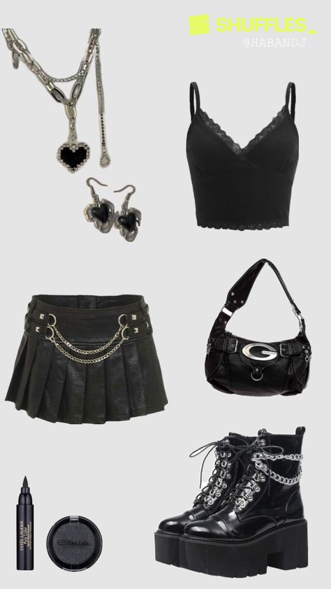 #outfitinspo #y2koutfits #90sgrunge #miniskirtoutfit #y2kfashion #y2koutfitsparty #y2koutfitsstreetstyles #punkstyle #y2kaesthetic #black #streetstyle #party #outfitideas #outfit Grunge Skirt Outfit, Y2k Outfits Street Styles, 90’s Grunge, Fashion Trend Board, Grunge Skirt, Club Outfit, Miniskirt Outfits, Over 50 Womens Fashion, Y2k Outfits