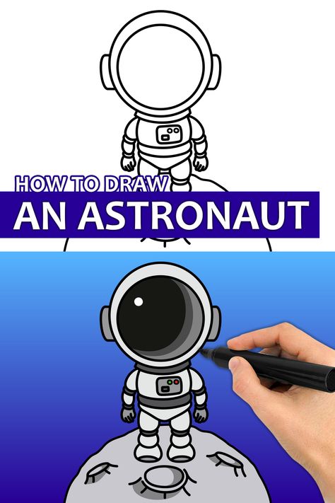 Learn how to draw an Astronaut standing on the moon with this step by step drawing tutorial video. Enjoy! ♥ #astronaut #astronautdrawing #outerspace #space #howtodraw #spacedrawing #easydrawing #learntodraw #easydrawingforkids Draw Space, Astronaut Standing, Astronaut Drawing, Drawing Competition, Space Drawings, Easy Drawing Tutorial, Easy Drawings For Kids, Drawing Tutorial Easy, 3d Drawings