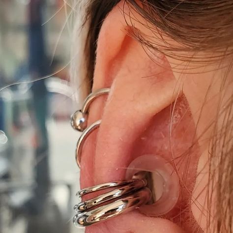 jake on Instagram: "I fuckin' love large guage stuff. Healed 0g conch punch wearing a @kaossoftwear clear silicone tunnel and some shiny titanium hinges. Thank you so much Willow for letting me do this, fruition is a wonderful thing." Conch Punch, Wonderful Things, Conch, Thank You So Much, Hinges, Piercings, Healing, Wonder, Thank You