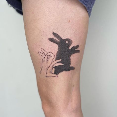 Shadow Puppet Tattoo, Puppet Tattoo, Rabbit Shadow, Shadow Puppets, Future Ideas, Cute Tattoos, Puppets, Geometric Tattoo, Tatting