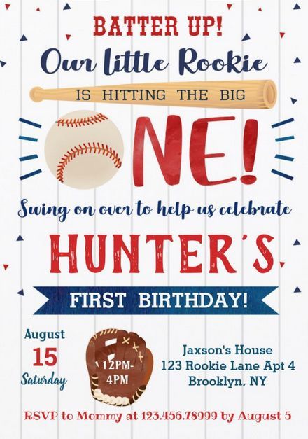 1st Birthday Boy Themes, Kids First Birthday, First Birthday Invitation Cards, Birthday Invitations Zazzle, Baseball Birthday Invitations, Baseball First Birthday, Baby First Birthday Themes, Sports Birthday Invitations, Boys First Birthday Party Ideas