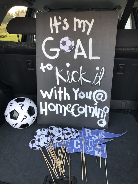 Soccer Ball Hoco Proposals, Backwards Dance Proposal, How To Ask My Girlfriend To Homecoming, Soccer Dance Proposal Ideas, Hoco Proposals Soccer Ideas, Signs To Ask A Cheerleader To Hoco, Hoco Proposals Ideas For Soccer, Soccer Related Hoco Proposals, Soccer Proposal Ideas