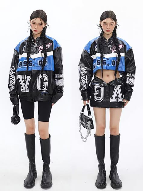 Kpop Racer Outfits, Bikercore Style, Race Outfit, Techwear Fashion, Shoes Outfit Fashion, 90s Fashion Outfits, Streetwear Outfits, Performance Outfit, Edgy Outfits