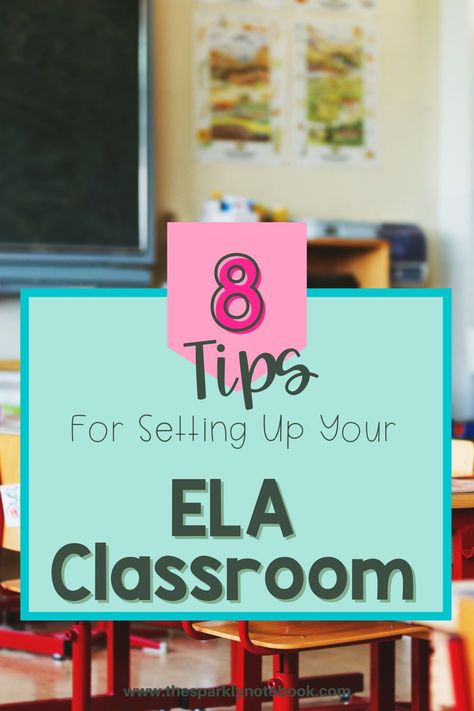 Classroom organization is at the top of teacher's lists right now to ensure their year runs smoothly. Don't miss out on these 8 tips for setting up your middle school English clasroom, whether its during back to school time or any other time of the school year. Follow @sparklynotebook here on Pinterest for more great ELA activities and ideas! Middle School Ela Classroom Setup, Classroom Setup Middle School, Middle School Organization, Teacher Advice, Middle School Classroom Management, Middle School Ela Classroom, Back To School Classroom, Middle School Language Arts, Classroom Management Tips