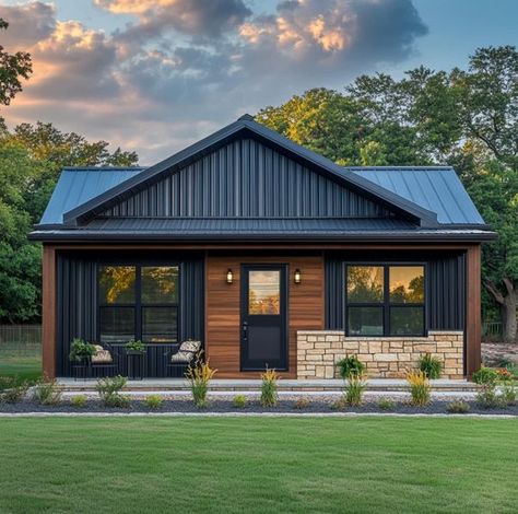 Unusual Buildings, Garage Apartment, Custom Home Designs, Steel Buildings, Metal Homes, Small House Plans, Barndominium, Custom Home, Container House