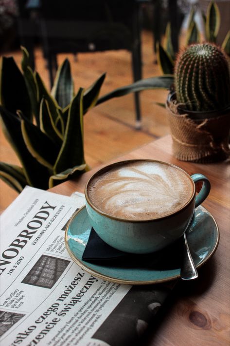 cup of coffee cappuccino on the table on newspaper around plants Newspaper And Coffee, Coffee Newspaper, Newspaper Delivery, Morning Newspaper, Cozy Coffee, Coffee Cozy, Coffee Break, Cappuccino, Newspaper