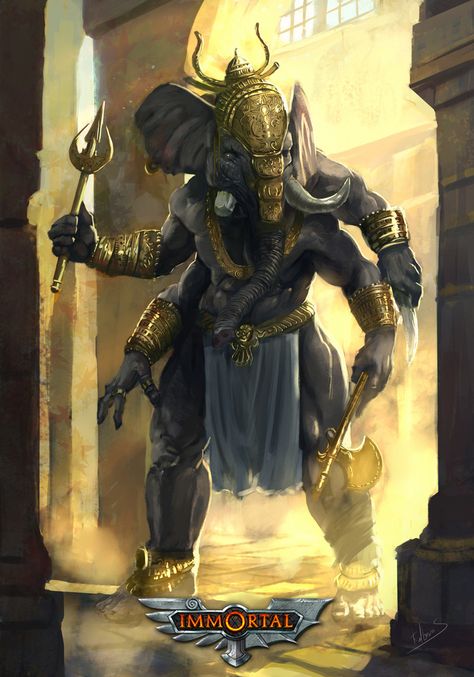 ArtStation - Ganesha Barbarian Sorcerer, Elephant Warrior, Elephant God, Lord Ganesha Paintings, Digital Art Gallery, Hinduism Art, Ganesha Painting, Ganesha Art, Shiva Art