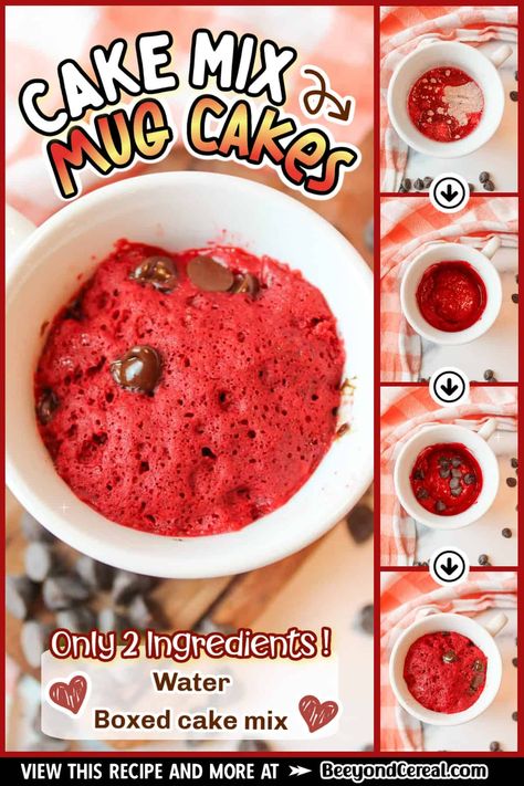 Cake Mix Mug Cake, Single Serving Cake, 2 Ingredient Cakes, Single Serve Cake, Cake Varieties, Lemon Mug Cake, Mug Cake Recipe, Angel Food Cake Mix Recipes, Late Night Snack