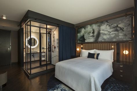 Guestroom Design, Hotel Interior Bedroom, Boutique Hotels Interiors, Hotel Style Bedroom, Boutique Hotel Room, Hotel Room Interior, Interior Hotel, Trendy Hotels, Hotel Lobby Design