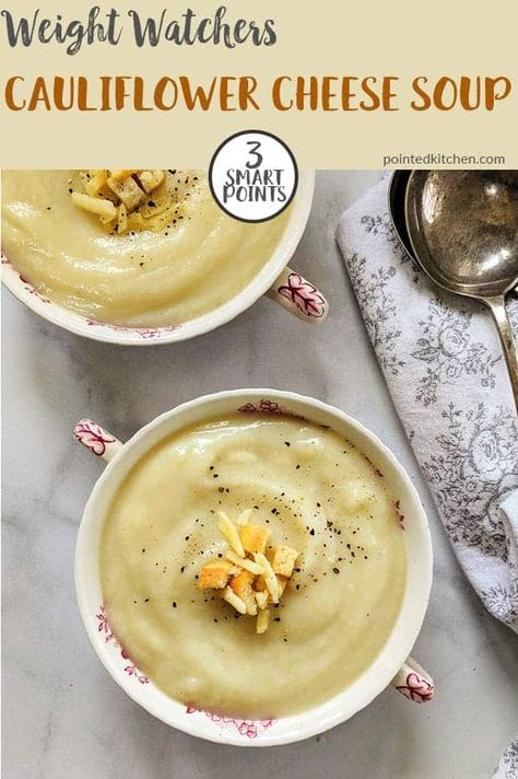 Ww Low Point Soups, Weight Watchers Cauliflower Soup, Weight Watchers Pasta Recipes, Weight Watchers Lunch, Cauliflower Cheese Soup, Weight Watchers Pasta, Low Calorie Soup Recipe, Low Points Weight Watchers, Weight Watchers Vegetarian