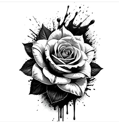 Dark Shading Tattoos, Rose Tattoo Realistic, Black Rose Tattoo For Men, Rose Tattoo Drawing, Rose Mandala Tattoo, Black And White Rose Tattoo, Tattoo Design Stencil, Dark Roses Tattoo, Tattoo Homme