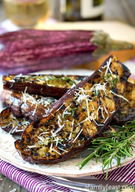 Grilled Graffiti Eggplant - A Family Feast® Eggplant Recipe, Egg Plant, Eggplant Dishes, Grilled Eggplant, Family Feast, Grilled Veggies, Minced Meat, Eggplant Recipes, Wrap Recipes