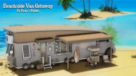 Beans Builds Sims 4, Sims 4 Rv Build, Beach Van, Sims 4 Houses Layout, Caravan Home, Sims 4 Cas Mods, Sims 4 House Building, Sims 4 House Design, Casas The Sims 4