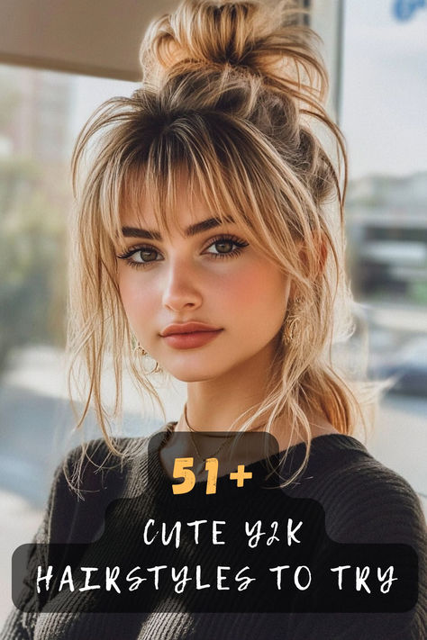 Keep it laid-back with 51 effortless Y2K hairstyles. Featuring messy buns, loose waves, and simple braids, these styles offer a relaxed approach to early 2000s beauty. Discover how to achieve a casual yet stylish look. Click to explore these effortless ideas! 🌟💇‍♀️ #EffortlessY2KHairstyles #CasualLook #MessyBuns #LooseWaves #SimpleBraids 90s Hairstyles Updos, 2000s Highlights, Frosted Eyeshadow, Cute Y2k Hairstyles, 2000s Beauty, Y2k Beauty, Y2k Hairstyle, Simple Braids, Concert Hairstyles