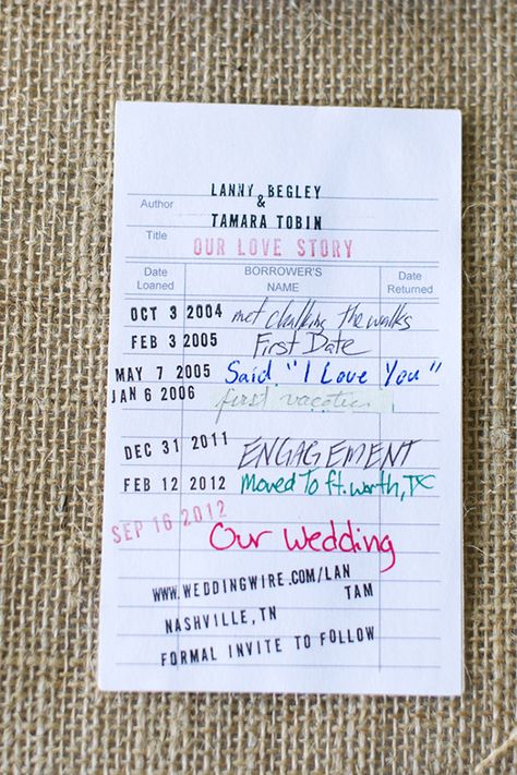 Literary Wedding, Library Cards, Anniversaire Diy, Fun Invitations, West Wedding, Future Wedding Plans, Wholesale Handbags, Library Card, I Got Married