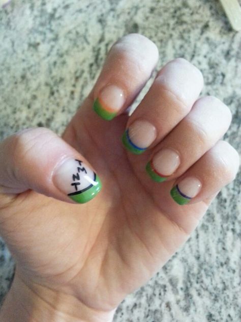 TMNT nails Teenage Mutant Ninja Turtles Nails, Tmnt Nail Designs, Tmnt Nail Art, Ninja Turtle Nails Designs, Tmnt Nails, Ninja Turtle Nails, Turtle Henna, Turtle Nails, Nail Picking