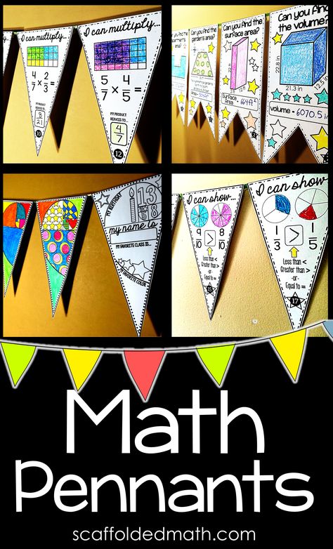 Students love seeing their work displayed. Even my older students loved displaying their math worksheets on our classroom math bulletin board. Math pennants are a fun way to display student-created work while giving them a fun activity to color (while practicing their math-- shhhh!). Students won't feel like they are working and in the end you'll have the perfect math classroom display that students are proud of. Math Pennants, Math Bulletin Boards Elementary Display, Math Bulletin Boards Elementary, Math Bulletin Boards Middle School, Maths Classroom Displays, Maths Display, March Math, Math Bulletin Boards, Teaching Math Elementary