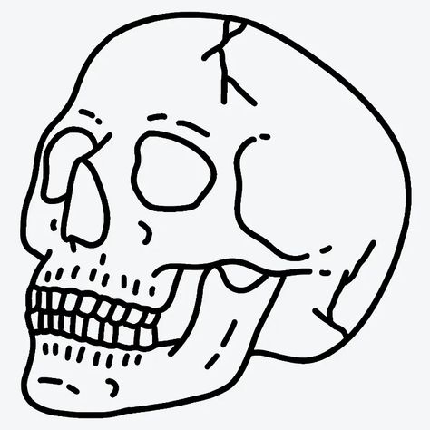 Simple Skull Drawing, Skull Drawing Tattoo, Easy Skull Drawings, Skeleton Drawing, Simple Skull, Skull Sketch, Tattoo Outline Drawing, Drawing Stencils, Skulls Drawing