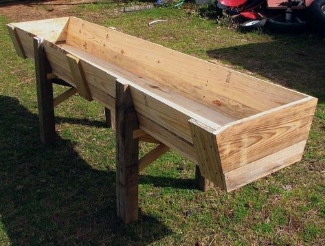 Another farm project- a feed trough - by Jim55 @ LumberJocks.com ... Pig Feeding Trough, Pig Trough Ideas, Cow Feeder, Laying Boxes, Cattle Trough, Pig Trough, Goat Feed, Cattle Feeder, Goat Feeder