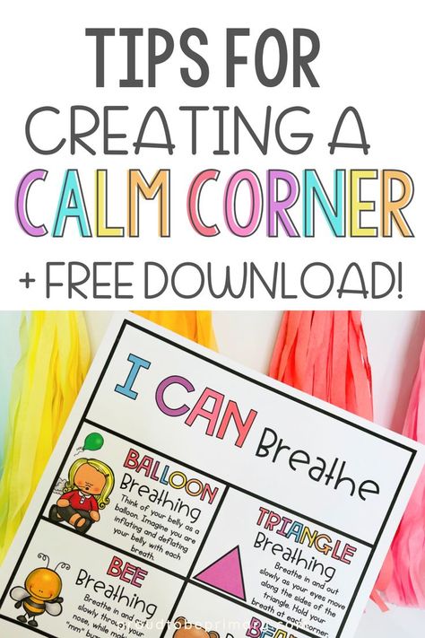 Calming Activities For Kindergarten, Preschool Calm Down Kit, Classroom Calm Down Kit, Calm Corner In Preschool, Calm Down Rooms School, Calming Tools For Classroom, Teacher Calming Corner, Calming Corner Set Up, Boho Calm Down Corner Classroom