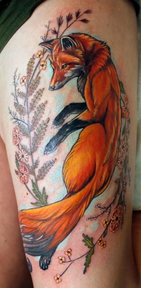 Who let the fox amongst the chickens? Check out 45 of the coolest fox tattoos around. Fox Tattoo Meaning, Fox Tattoo Design, Scar Cover Up, Fox Tattoo, Custom Tattoo, Animal Tattoos, Get A Tattoo, Love Tattoos, Tattoo Idea