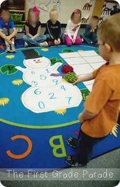 Snowman Math, First Grade Parade, Painting Ideas For Kids, Make Snow, Snowmen Activities, Preschool Winter, Number Game, Snow Theme, Winter Classroom