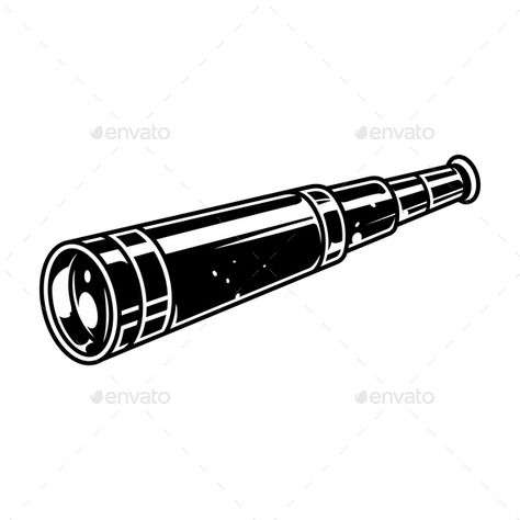 Spyglass #Spyglass Spyglass Illustration, Spyglass Tattoo, Telescope Tattoo, Patch Tattoos, Rv Logo, Sharpie Tattoo, Fishing Rod Rack, Visual Literacy, Monochrome Style