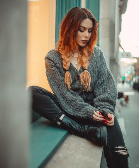 Look Grunge, Hair Dye Colors, Ginger Hair, Look Vintage, Mode Inspiration, Hippie Style, Grunge Fashion, Grunge Outfits, Dyed Hair