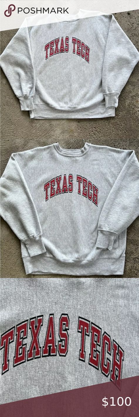 VTG 90s Champion Reverse Weave Crewneck Sweatshirt Texas Tech L College Wings Costume, Texas Tech, Champion Reverse Weave, Garment Bags, Rain And Snow Boots, Jean Coat, Trending Accessories, Trending Shoes, Crewneck Sweatshirt