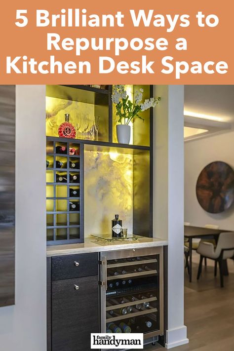 Converting Kitchen Desk To Wine Bar, Computer Nook In Kitchen, Replace Kitchen Desk Area, Kitchen Office Nook Repurpose, Converting A Kitchen Desk Area, Small Desk Area In Kitchen, Built In Desk In Kitchen Repurpose, Kitchen Desk Area Repurpose To Wine Bar, Replacing Kitchen Desk Area