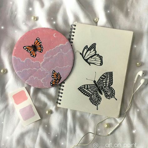 Exam Pad, Clouds Art, Cloud Art, Pencil Sketches, Butterfly Painting, Pencil Sketch, Painting Ideas, Butterflies, Art Painting