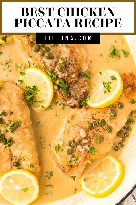 With surprisingly few ingredients, this best chicken piccata recipe is bright, flavorful, and ready in under 30 minutes! #chickenpiccata #chickendish #easychickendish #chicken Best Chicken Piccata, Chicken Piccata Easy, Asian Steak Bites, Creamy Pasta Bake, Piccata Recipe, Chicken Piccata Recipe, Hamburgers Grilled, Healthy Baked Chicken, Chicken Dishes Easy