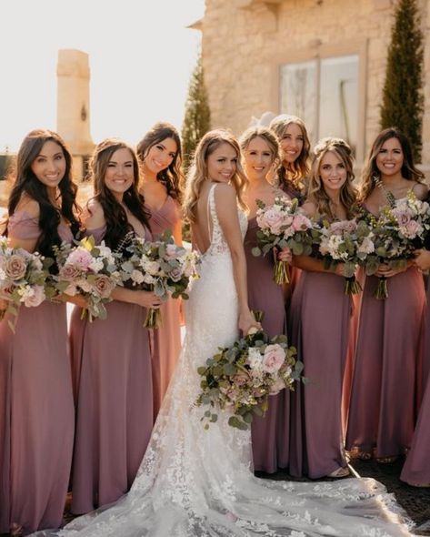 Birdy Grey Color Palette, Mauve And Silver Wedding, Dusty Rose And Mauve Wedding Flowers, Azazie Twilight Bridesmaid Dresses, Bridesmaid Themes Color Schemes, September Bridesmaid Dresses, Dark Mauve Wedding, Mauve And Grey Wedding, Dusty Rose And Gray Wedding