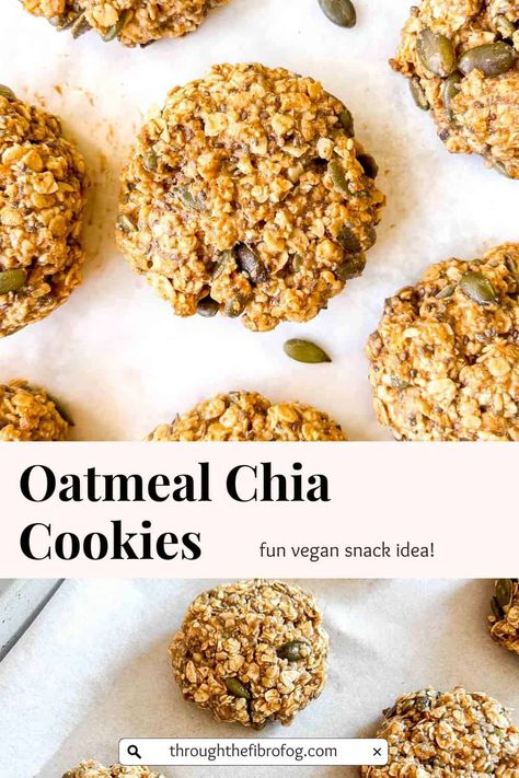 Oatmeal Chia Cookies Chia Seed Cookies, Chia Cookies, Chia Seed Breakfast, Seed Cookies, Lunch Box Idea, Breakfast Cookie, Thanksgiving Sweet Treats, Thanksgiving Side Dishes Easy, Oatmeal Breakfast Cookies