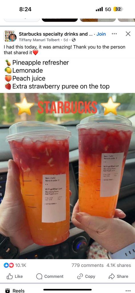 Pineapple Refresher, Kawa Starbucks, Starbucks Specialty Drinks, Starbucks Copycat Recipes Drinks, Starbucks Drink Menu, Starbucks Secret Menu Recipes, Cold Starbucks Drinks, Starbucks Drinks Diy, Secret Starbucks Recipes