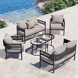 Grand patio 6-Piece Wicker Outdoor Furniture Set with Beige Thick Cushions and Coffee Table $985.99 #amazonaffiliate Wicker Outdoor Furniture, Backyard Balcony, Outdoor Furniture Set, Patio Furniture Cushions, Patio Sofa, Balcony Garden, Furniture Set, Patio Furniture, Balcony